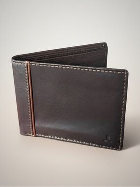 Classic Dark Brown Genuine Leather Bi-Fold Wallet